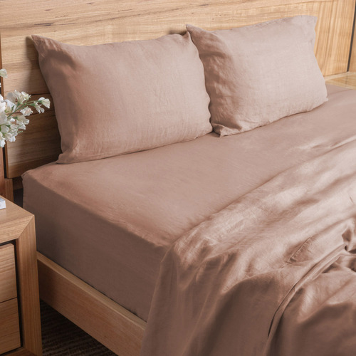 Solid Linen Fitted Sheet Set