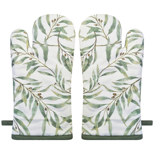2 Piece Eucalyptus Cotton Oven Mitt Set
