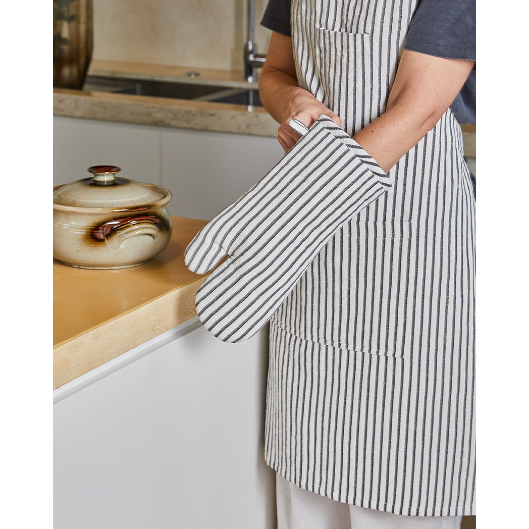 Eira Striped Cotton-Blend Apron
