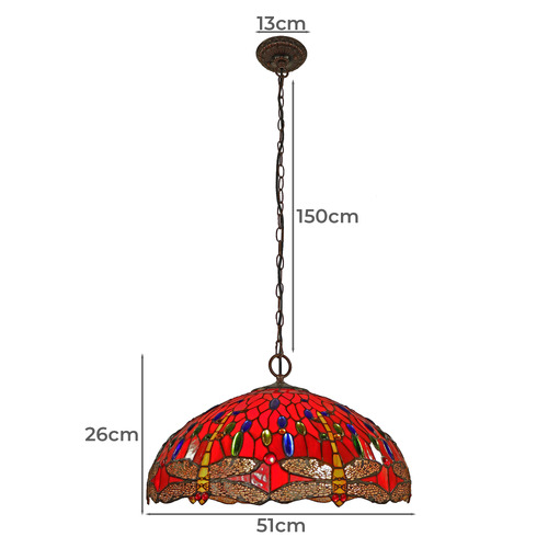 Red Dragonfly Tiffany-Style Pendant Light