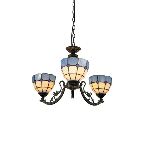 Zaheer 3 Light Stained Glass & Zinc Alloy Pendant