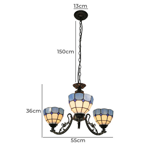 Zaheer 3 Light Tiffany Stained Glass Pendant