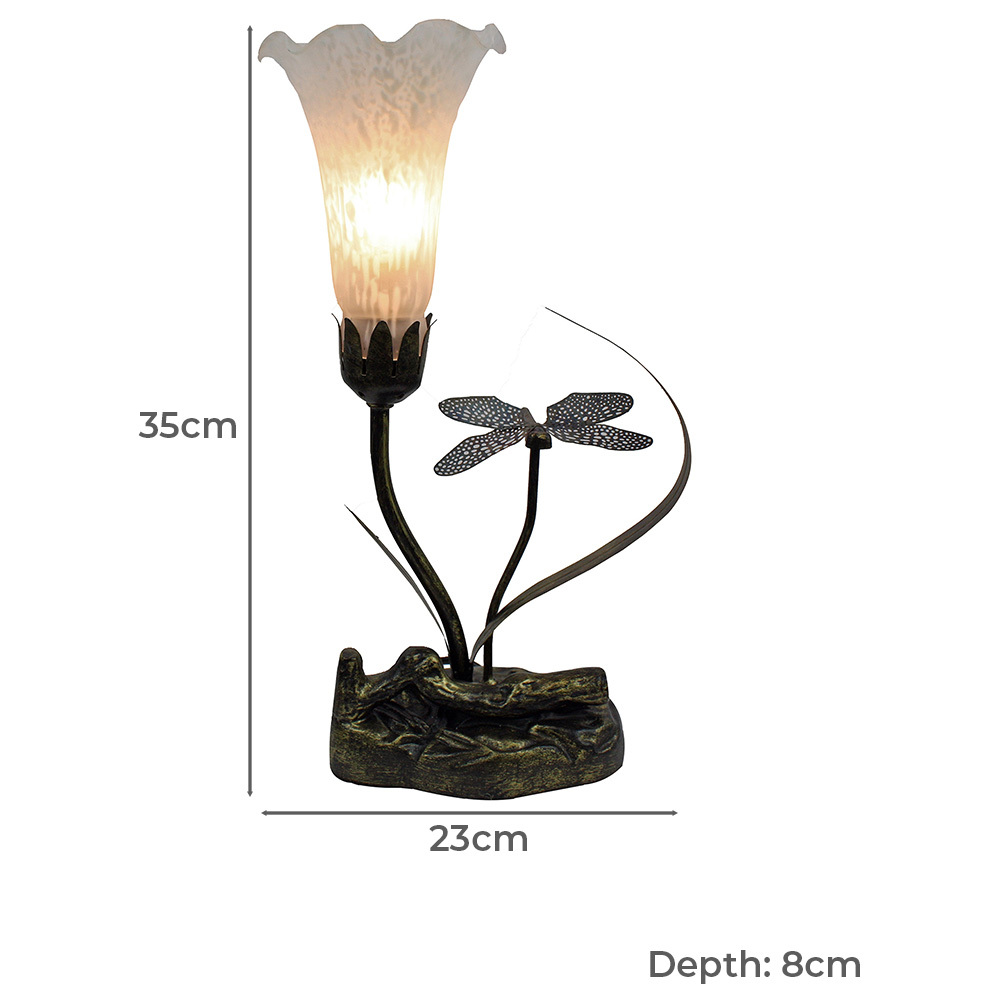 Keziah White & Bronze Resin Tiffany Table Lamp