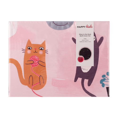 Miaow Glow in the Dark Quilt Cover Set