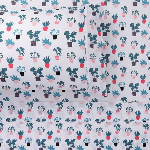 Plant Printed Microfibre Sheet Set
