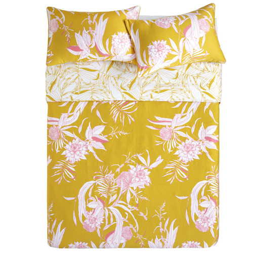 Kas Mustard Floral Carroway Quilt Cover Set & Reviews Temple & ster