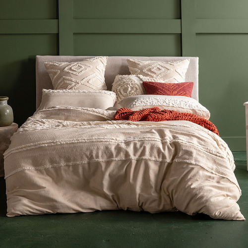 Kas Beige Korri Cotton Quilt Cover Set, Bunk Bed Attached Sheet Sets Australia