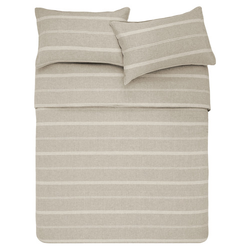 Kas Oatmeal Stripe Balmoral Linen & Cotton Quilt Cover Set Temple