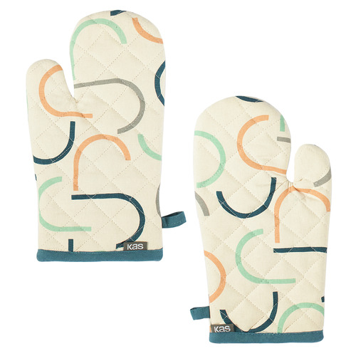 Kas 2 Piece Mari Cotton Oven Mitt Set | Temple & Webster