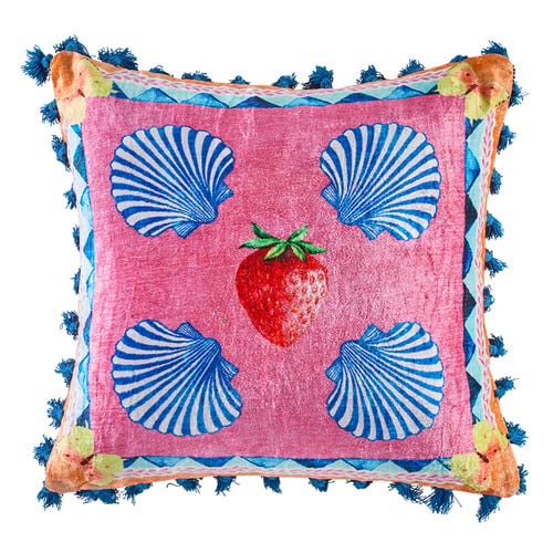 Strawberry Viscose & Velvet Cushion