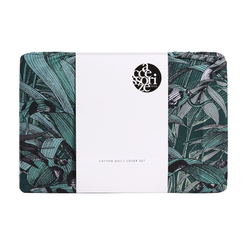 Accessorize Green Palm Leopard Cotton Quilt Cover Set | Temple & Webster