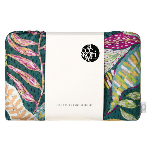 Accessorize Betty Carmila Printed Linen Cotton Quilt Cover Set Queen main image 0