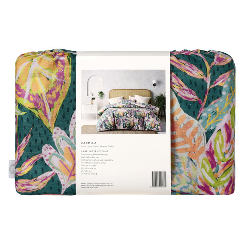 Carmila Printed Linen & Cotton Reversible Quilt Cover Set