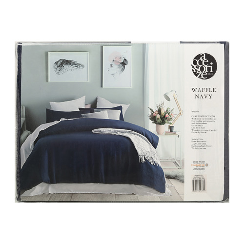 Navy Waffle All Seasons Quilt Cover Set