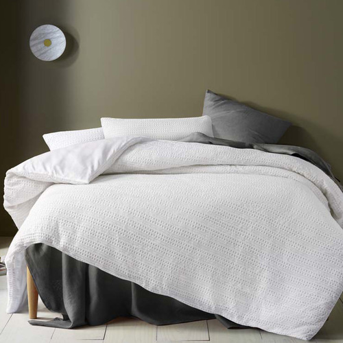 White Soho Waffle Quilt Cover Set Temple & ster