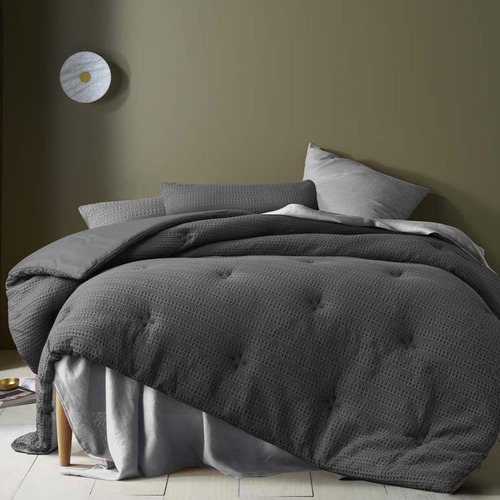 Dark Grey Soho Waffle Comforter Set
