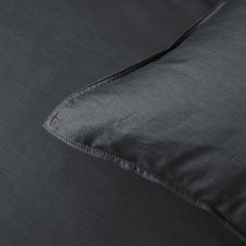 Charcoal Double Stitch Bamboo & Cotton Quilt Cover Set