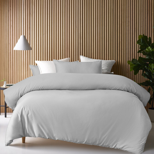 Grey Double Stitch Bamboo & Cotton Quilt Cover Set