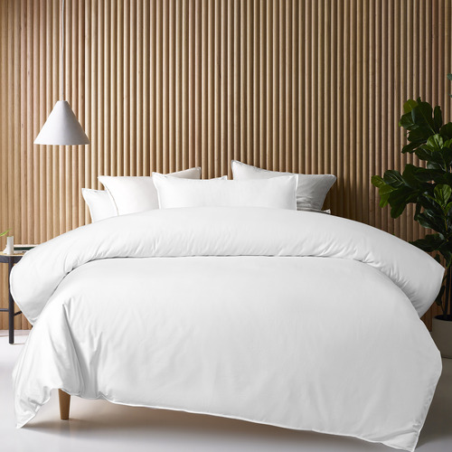 White Double Stitch Bamboo & Cotton Quilt Cover Set
