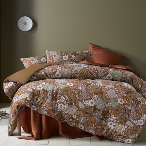 3 Piece Autumn Rainbow Garden Washed Cotton Comforter Set
