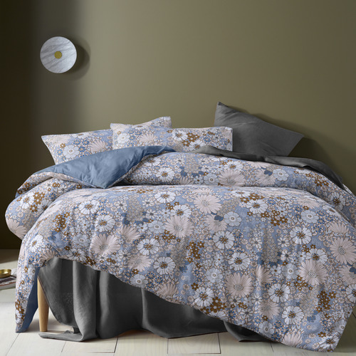 Blue Rainbow Garden Washed Cotton Quilt Cover Set
