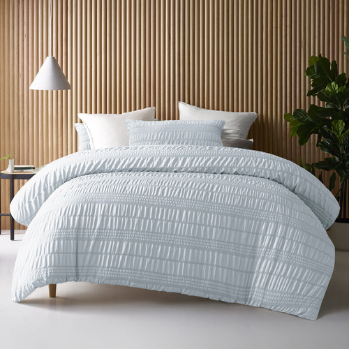 Ice Blue Seersucker Quilt Cover Set