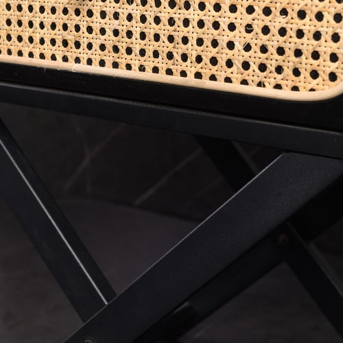 Black Meredith Rattan Bedside Table