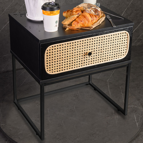 Brooklyn Home Black Maribeth Rattan Bedside Table Temple & ster