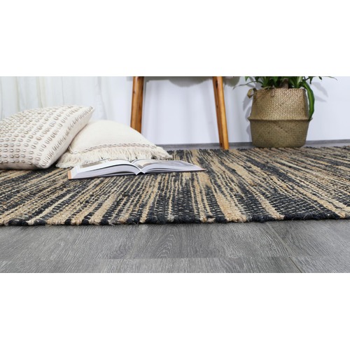 Grey Malmo Stripy Jute Rug