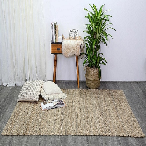 Black Taj Basket Weave Jute Rug