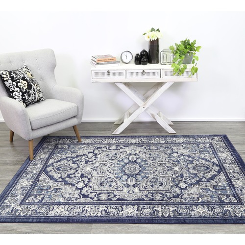 Lifestyle Floors Navy Arya MachineWoven Rug Temple & ster