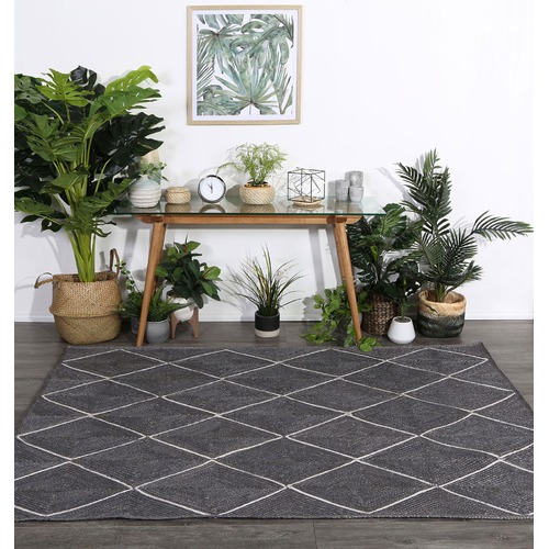 Grey Artisan Diamond Weave Jute Rug Temple & ster