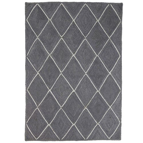 Lifestyle Floors Grey Artisan Diamond Weave Jute Rug Temple & ster