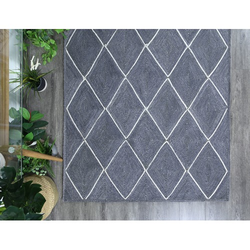 Lifestyle Floors Grey Artisan Diamond Weave Jute Rug Temple & ster