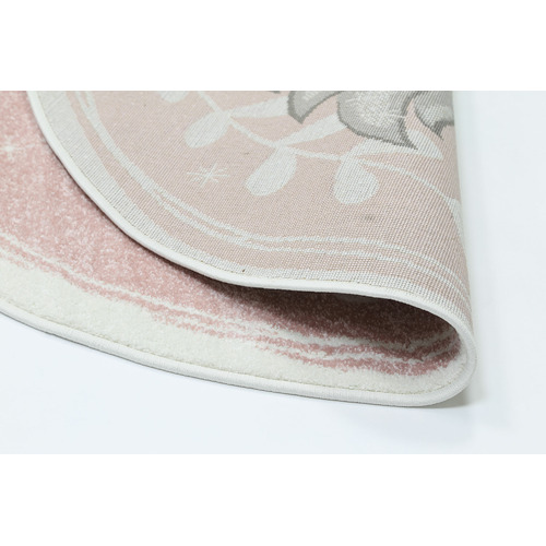 Pink Happy Kids Unicorn Round Rug