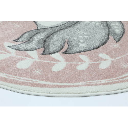 Pink Happy Kids Unicorn Round Rug