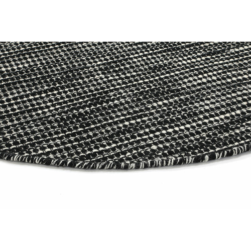Black Skandi Hand Woven Wool Round Rug