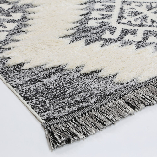 Cream Mono Tribal Anthracite Rug