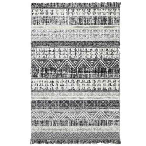 Lifestyle Floors Cream Mono Tribal Anthracite Rug | Temple & Webster