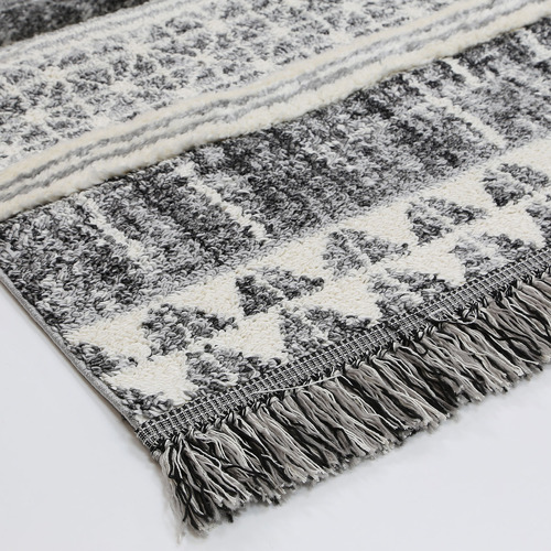 Cream Mono Tribal Anthracite Rug