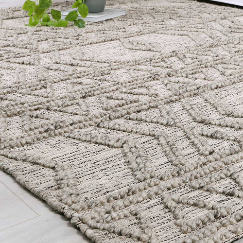 Lifestyle Floors Grey AztecStyle Flat Weave WoolBlend Rug Temple