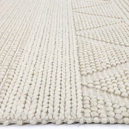 Ivory African-Inspired Flat Weave Wool-Blend Rug