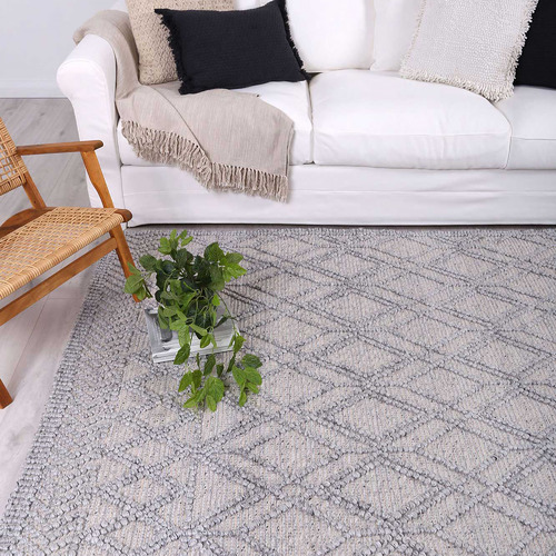 Lifestyle Floors Grey Diamond Flat Weave WoolBlend Rug Temple & ster
