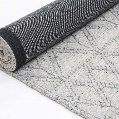 Grey Diamond Flat Weave Wool-Blend Rug