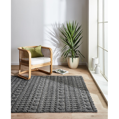 Lifestyle Floors Dark Grey NordicStyle Flat Weave WoolBlend Rug