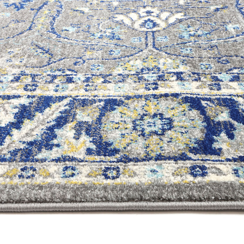 Grey & Navy Blue Delicate Oriental Rug
