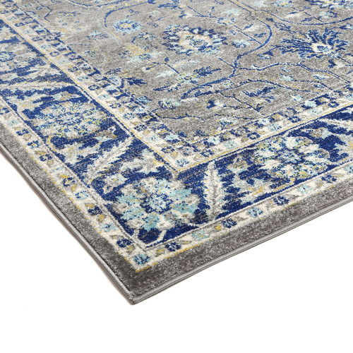 Grey & Navy Blue Delicate Oriental Rug