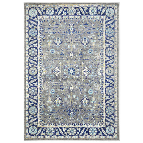 Grey & Navy Blue Delicate Oriental Rug