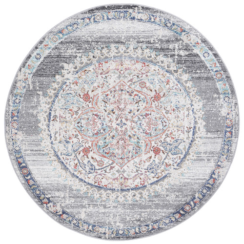 Grey Salsa Power Loomed Round Rug