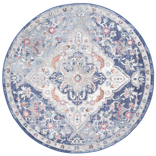 Blue Shakeel Power Loomed Round Rug